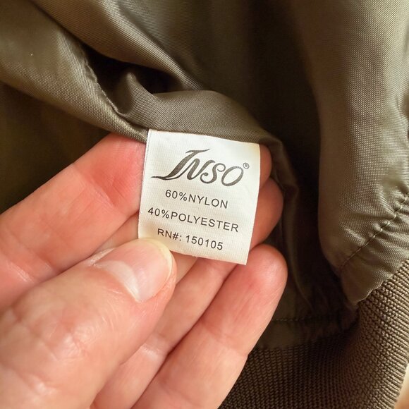 INSO Collection Womens SZ S Army Green Nylon BOMBER Zip Up Jacket Arm Pocket - Picture 6 of 13